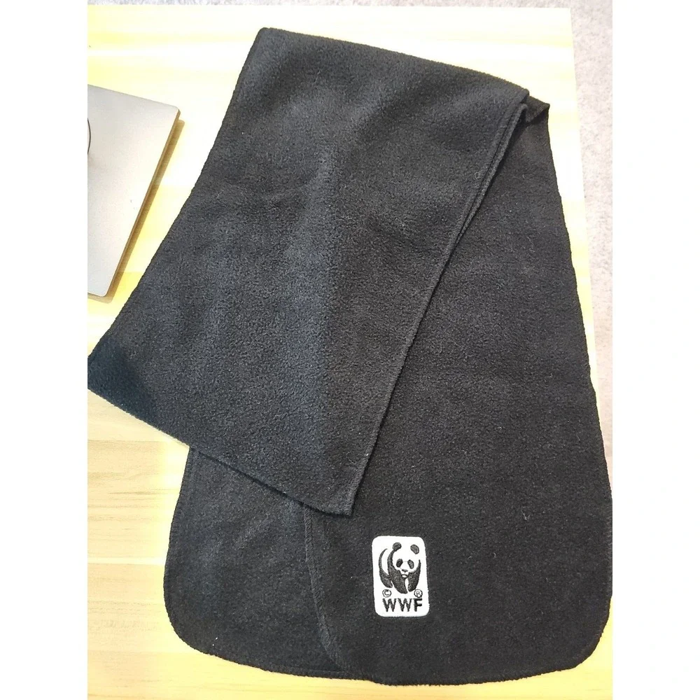 WWF World Wildlife Foundation Black‎ Fleece Winter Panda Logo Scarf